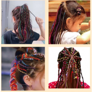 Ever Beauty /18pcs 90CM Colorful Knitting Hip Hop Children's Ribbons Hair Rope Girls Women Gradient Color Braid DIY Ponytail Hair Accessories