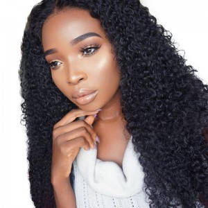 Natural Color Kinky Curly Lace Front Human Hair Wigs Brazilian Virgin Hair