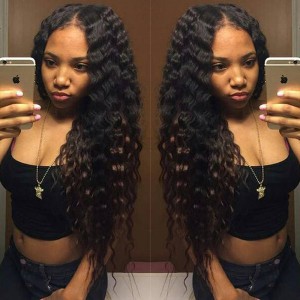 Natural Color High Quality 100% Brazilian Virgin Human Hair Wig Deep Wave Lace Front Wigs