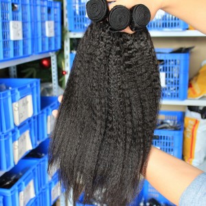 Kinky Straight Brazilian Virgin Human Hair Extensions Weave Natural Color 3 Bundles