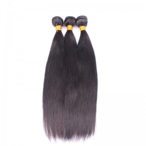 Natural Color Silk Straight Brazilian Virgin Human Hair Extensions Weave 3 Bundles