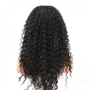 Natural Color Unprocessed Indian Remy 100% Human Hair Deep Wave Full Lace Wigs