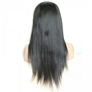 Peruvian Virgin Hair Light Yaki Lace Front Human Hair Wigs Natural Black