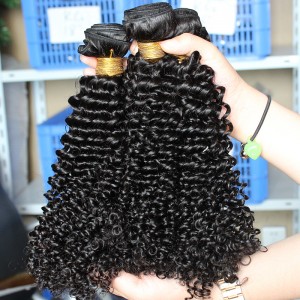 Natural Color Brazilian Virgin Human Hair Kinky Curly Hair Weaves 4pcs Bundles