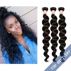 Natural Color Loose Wave Hair Extensions Brazilian Virgin Human Hair Weave 3 Bundles