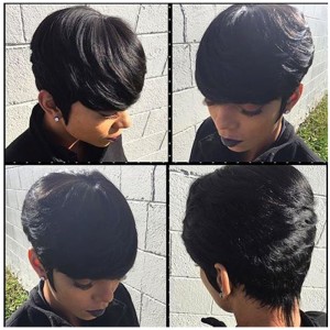 Brazilian None Lace Wig Short Human Hair Wigs Natural Color for Black Women