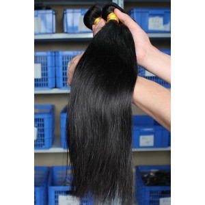 Natural Color Silky Straight Indian Remy Human Hair Extensions Weaves 4 Bundles