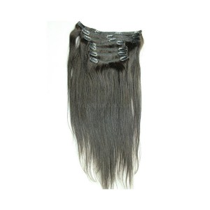 Natural Color Silky Straight Indian Remy Hair Clip In Human Hair Extensions