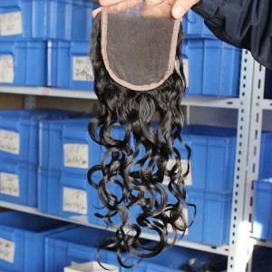 Brazilian Virgin Hair Water Wet Wave Free Part Lace Closure 4x4inches Natural Color 