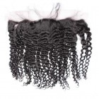 Kinky Curly Brazilian Virgin Hair Lace Frontal Closure 13x4inches Natural Color
