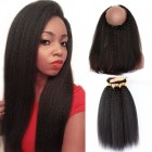 360 Frontal Closure With Two Bundles Brazilian Virgin Hair Kinky Straight 360 Lace Band Frontal Closure
