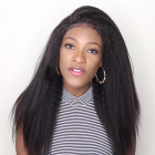 Natural Color Brazilian Virgin Human Hair Kinky Straight Wig Lace Front Wigs