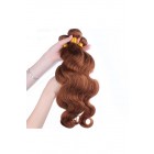 Color #30 Medium Brown Body Wave Peruvian Virgin Hair Weaves 3pcs Buddles