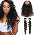 360 Lace Frontal Closure With 2 Bundles Loose Wave Brazilian Virgin Hair 360 Lace Band
