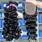 European Virgin Hair Loose Wave 4X4inches Three Part Silk Base Closure with 3pcs Weaves