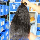 Natural Color Peruvian Virgin Human Hair Kinky Straight Hair Weave 3 Bundles