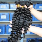 Indian Virgin Human Hair Extensions Deep Wave Human Hair 4 Bundles Natural Color