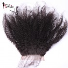 Natural Color Mongolian Afro Kinky Curly Hair Silk Base Closure 4x4inches