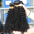 Natural Color Mongolian Kinky Curly Virgin Human Hair Weaves 3 Bundles
