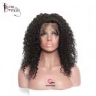 Natural Color 130% Density Curly Brazilian Virgin Human Hair Wig Lace Front Wigs