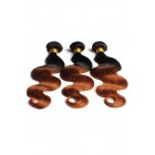 Peruvian Virgin Human Hair Body Wave Ombre Hair Weave Color 1b/#30 3 Bundles