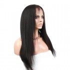 Natural Color Light Yaki Straight Unprocessed Peruvian Virgin Human Hair Full Lace Wigs
