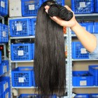 Indian Remy Human Hair Extensions Weaves Yaki Straight 4 Bundles Natural Color