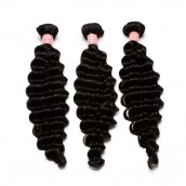 Natural Color Deep Wave Brazilian Virgin Human Hair Weave 3pcs Bundles