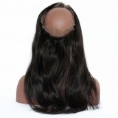 360 Lace Frontal Band Silky Straight Brazilian Virgin Hair Pre-plucked 360 Lace Frontal Natural Hairline 22.5*4*2 
