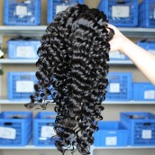 Natural Color Deep Wave Brazilian Virgin Human Hair Weaves 4pcs Bundles