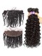 Malaysian Virgin Hair Deep Wave Curly Lace Frontal With 3Pcs Hair Bundles Natural Color 