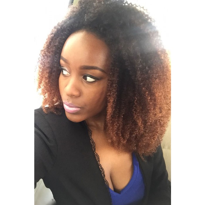 Mongolian Afro Kinky Curly Virgin Human Hair Weave Natural Color 3